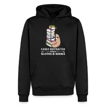 T-shirt facilement distrait par les paresseux et les livres - Sweat à capuche Premium bio Homme - noir - Devant - Nico (187cm)