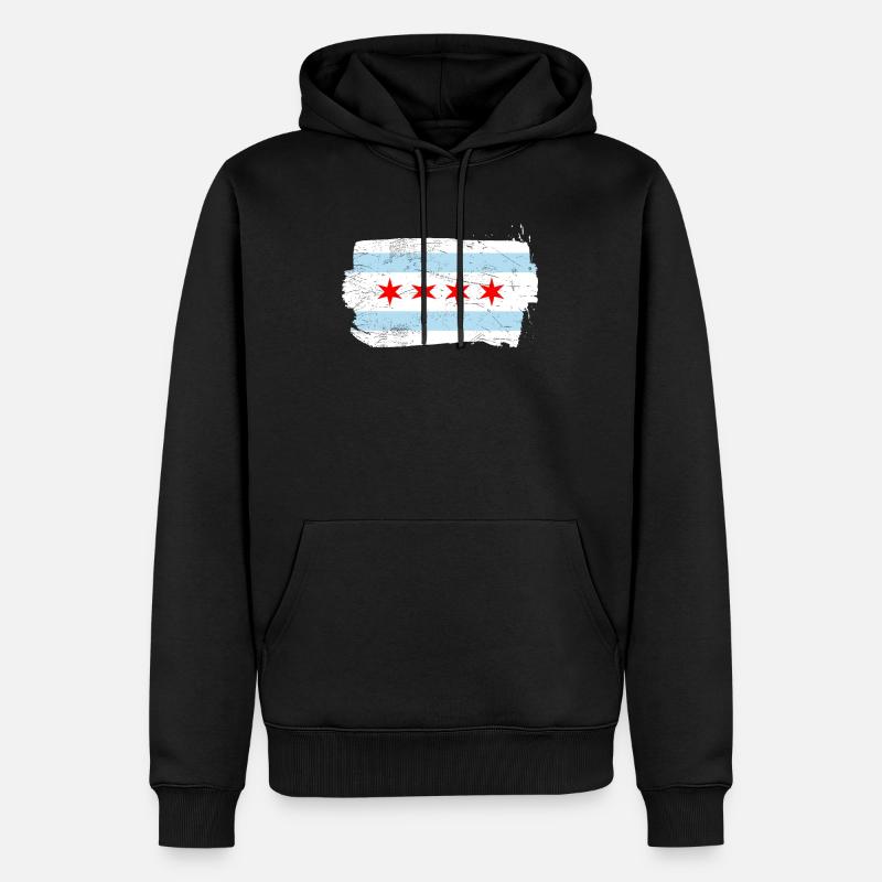 Drapeau de Chicago - Sweat à capuche Premium bio Homme - noir