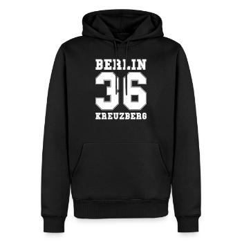 Cooles Berlin Kreuzberg City Stadt Geschenk - Männer Premium Bio Hoodie - Schwarz - Vorne - Nico (187cm)