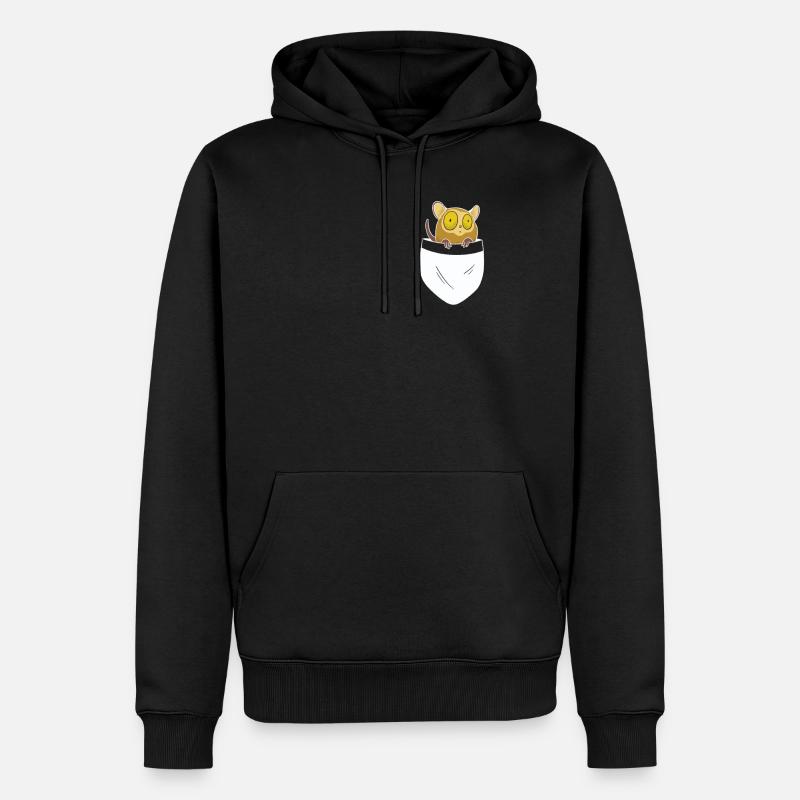 Tarsier Monkey Primate Asie du Sud-Est - Poche poitrine - Sweat à capuche Premium bio Homme - noir