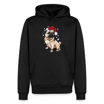 Weihnachts Mops für festliche Hundebesitzer - Männer Premium Bio Hoodie - Schwarz - Vorne - Nico (187cm)