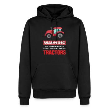 Tracteurs Bauer - Sweat à capuche Premium bio Homme - noir - Devant - Nico (187cm)