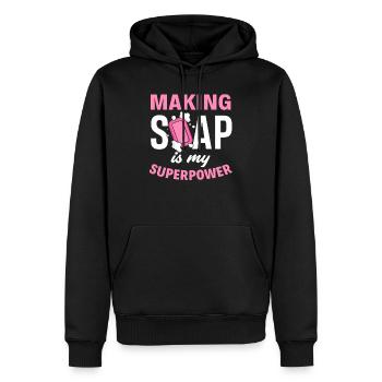 Le savon fait un super pouvoir - Sweat à capuche Premium bio Homme - noir - Devant - Nico (187cm)