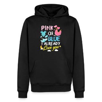 Pink oder Blau Gender Reveal Baby Party - Männer Premium Bio Hoodie - Schwarz - Vorne - Nico (187cm)