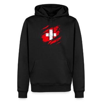 Drapeau suisse - Sweat à capuche Premium bio Homme - noir - Devant - Nico (187cm)