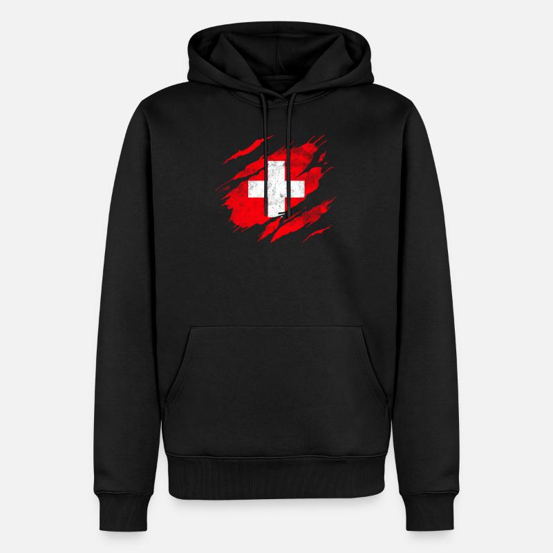 Drapeau suisse - Sweat à capuche Premium bio Homme - noir