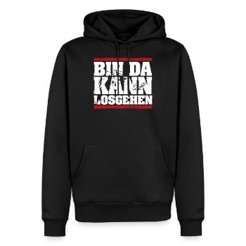 Bin da kann losgehen - Männer Premium Bio Hoodie - Schwarz - Vorne - Nico (187cm)