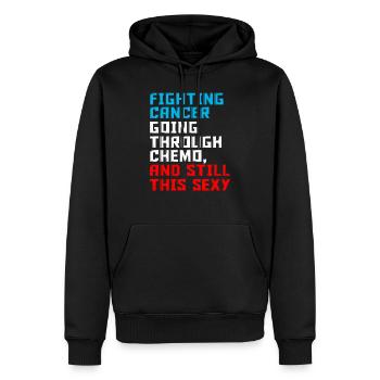 Chemo motivation - Men’s Premium Organic Hoodie - black - Front - Nico (187cm)