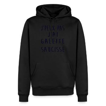 j'peux pas j'ai galette saucisse - Sweat à capuche Premium bio Homme - noir - Devant - Nico (187cm)