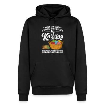 Stricken Lustige Sprüche - Männer Premium Bio Hoodie - Schwarz - Vorne - Nico (187cm)