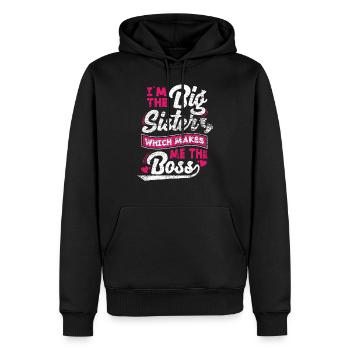 Sœur frère de naissance patron - Sweat à capuche Premium bio Homme - noir - Devant - Nico (187cm)