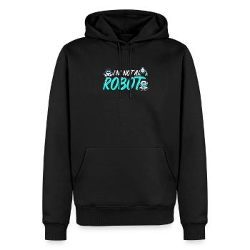 DANS LE PAS UN ROBOT. Robot, robotique, ingénieur - Sweat à capuche Premium bio Homme - noir - Devant - Nico (187cm)