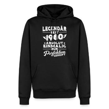 Legendär seit 1980 - 1980 geboren Geschenk - Männer Premium Bio Hoodie - Schwarz - Vorne - Nico (187cm)