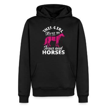Cadeau de femme chrétienne chrétienne cheval - Sweat à capuche Premium bio Homme - noir - Devant - Nico (187cm)