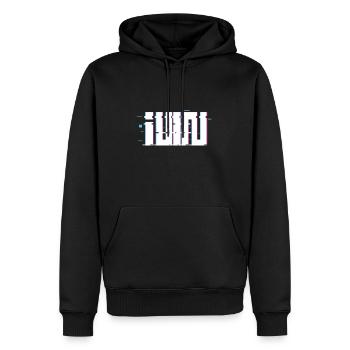 Gidle Logo Glitch - Männer Premium Bio Hoodie - Schwarz - Vorne - Nico (187cm)