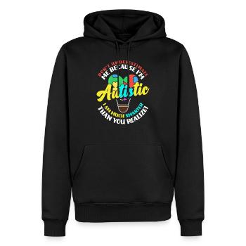 Autismus Unterschätze nicht einen Autisten - Männer Premium Bio Hoodie - Schwarz - Vorne - Nico (187cm)