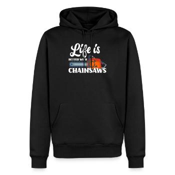 Kettensägen Liebhaber Geschenkidee - Männer Premium Bio Hoodie - Schwarz - Vorne - Nico (187cm)