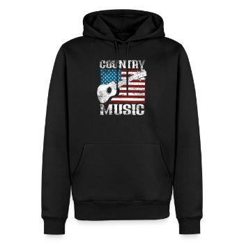 Country Musique drapeau américain guitare - Sweat à capuche Premium bio Homme - noir - Devant - Nico (187cm)