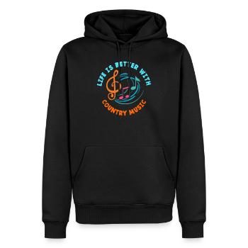 La vie est meilleure avec la musique country - Sweat à capuche Premium bio Homme - noir - Devant - Nico (187cm)