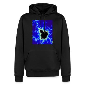 Fraktal-Apfelmännchen-Blau - Männer Premium Bio Hoodie - Schwarz - Vorne - Nico (187cm)