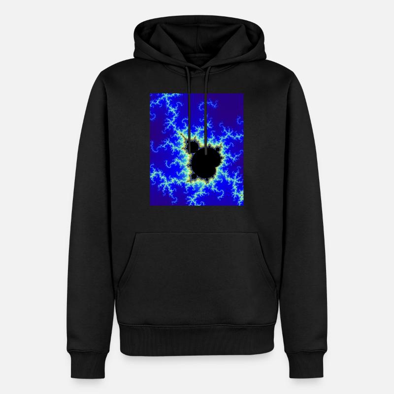Fraktal-Apfelmännchen-Blau - Männer Premium Bio Hoodie - Schwarz