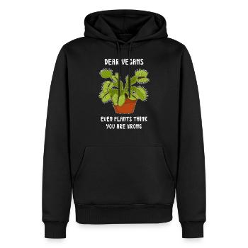 Liebe Veganer Pflanzen denken, Sie sind falsch lustig - Männer Premium Bio Hoodie - Schwarz - Vorne - Nico (187cm)