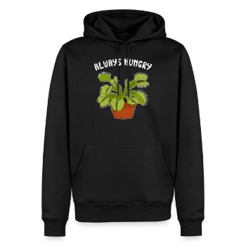 Immer hungrig Lustiger Venusfliegenfallen-Druck - Männer Premium Bio Hoodie - Schwarz - Vorne - Nico (187cm)