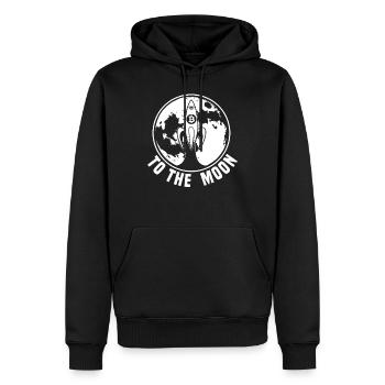 Bitcoin Rakete Bitcoin to the Moon Bitcoin - Männer Premium Bio Hoodie - Schwarz - Vorne - Nico (187cm)