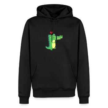 Crocodile Alligator mignon amour coeur charmant - Sweat à capuche Premium bio Homme - noir - Devant - Nico (187cm)