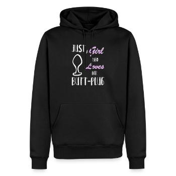 Plug anal plug anal idée cadeau gode fétiche - Sweat à capuche Premium bio Homme - noir - Devant - Nico (187cm)
