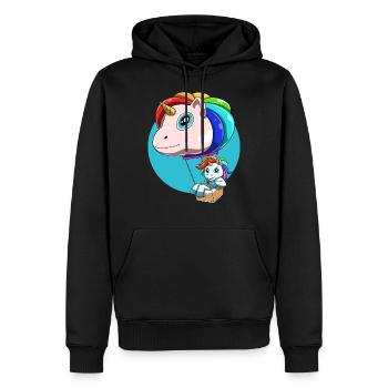 Une montgolfière amusante comme licorne - Sweat à capuche Premium bio Homme - noir - Devant - Nico (187cm)