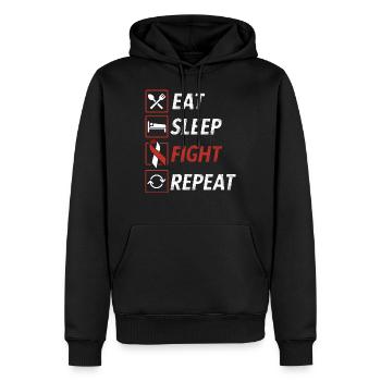 Eat sleep fight repeat ribbon head and neck cancer - Men’s Premium Organic Hoodie - black - Front - Nico (187cm)