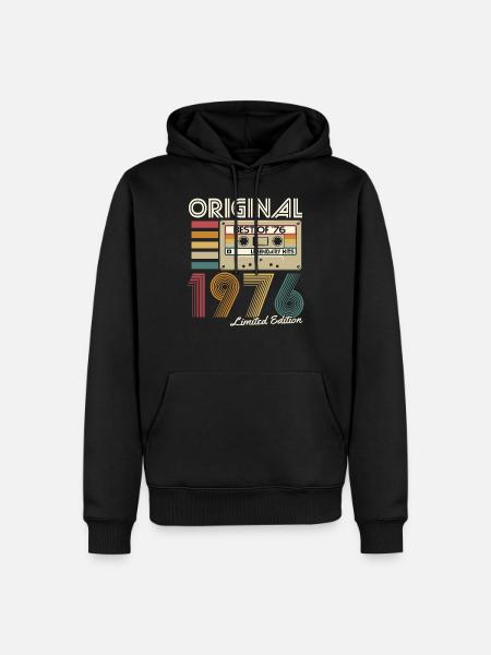Millésime 1976 né rétro cassette anniversaire - Sweat à capuche Premium bio Homme - noir