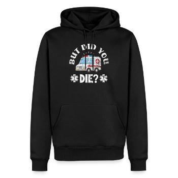 Ambulancier ambulance profession - Sweat à capuche Premium bio Homme - noir - Devant - Nico (187cm)
