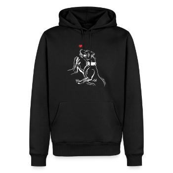 Pitbull dessiné à la main - Sweat à capuche Premium bio Homme - noir - Devant - Nico (187cm)