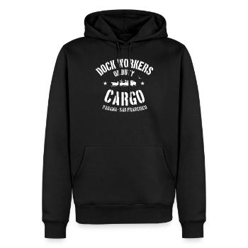 Dock workers on duty - Männer Premium Bio Hoodie - Schwarz - Vorne - Nico (187cm)