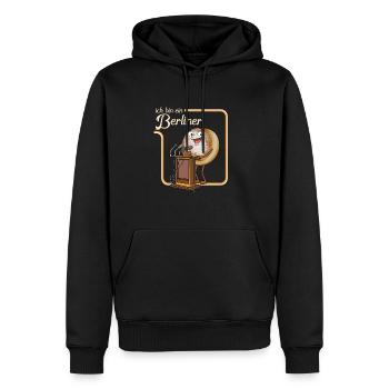 Ich bin ein Berliner und kein Krapfen - Männer Premium Bio Hoodie - Schwarz - Vorne - Nico (187cm)