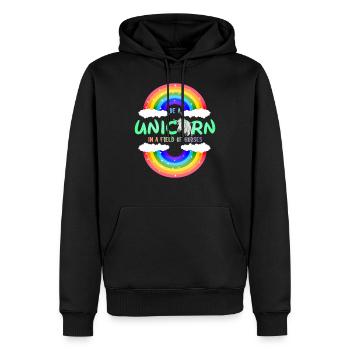 Sei ein Regenbogen Einhorn | einhornshirt - Männer Premium Bio Hoodie - Schwarz - Vorne - Nico (187cm)