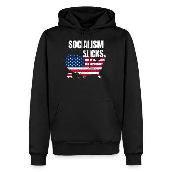Socialism Sucks Anti socialisme capitalisme - Sweat à capuche Premium bio Homme - noir - Devant - Nico (187cm)