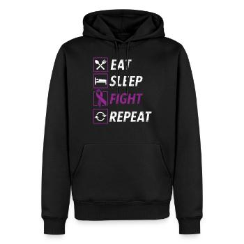 Essen Schlaf Kampf wiederholen lila Band Epilepsie - Männer Premium Bio Hoodie - Schwarz - Vorne - Nico (187cm)