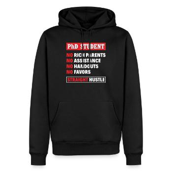 Étudiant doctorant - Sweat à capuche Premium bio Homme - noir - Devant - Nico (187cm)