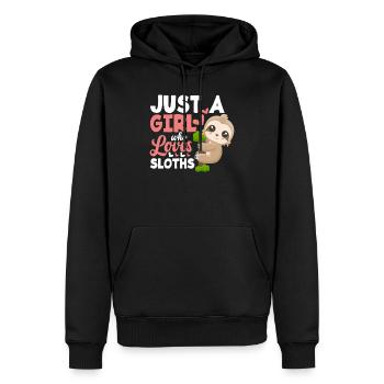 Douce fille paresseux cadeau - Sweat à capuche Premium bio Homme - noir - Devant - Nico (187cm)