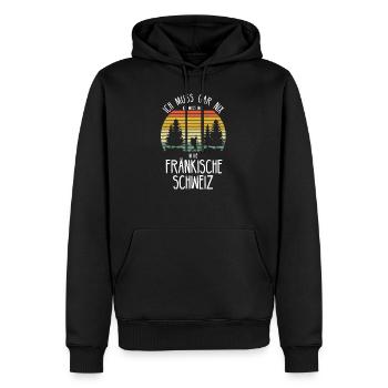 Fränkische Schweiz Wald Wandern Geschenkidee - Männer Premium Bio Hoodie - Schwarz - Vorne - Nico (187cm)