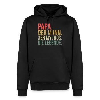 Papa Der Mann Der Mythos Die Legende - Männer Premium Bio Hoodie - Schwarz - Vorne - Nico (187cm)
