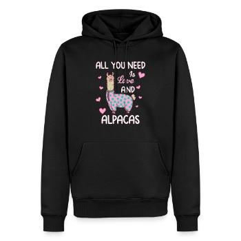 Love and Alpacas - Männer Premium Bio Hoodie - Schwarz - Vorne - Nico (187cm)