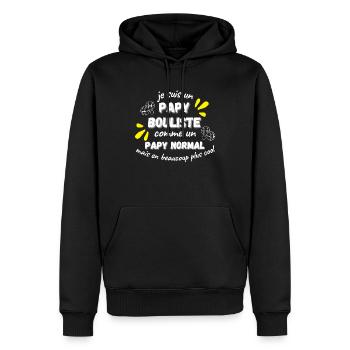 Papy bouliste.Idée cadeau pour papy fan pétanque - Sweat à capuche Premium bio Homme - noir - Devant - Nico (187cm)