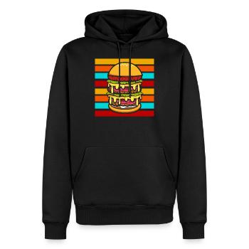 Burger Vintage Retro Fast Food - Sweat à capuche Premium bio Homme - noir - Devant - Nico (187cm)