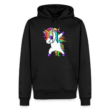 Lustige süße Regenbogen Dabbing Einhorn - Männer Premium Bio Hoodie - Schwarz - Vorne - Nico (187cm)