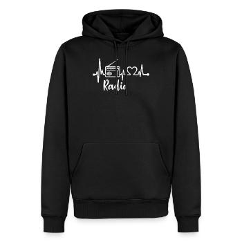 Battements de coeur Radio - Sweat à capuche Premium bio Homme - noir - Devant - Nico (187cm)