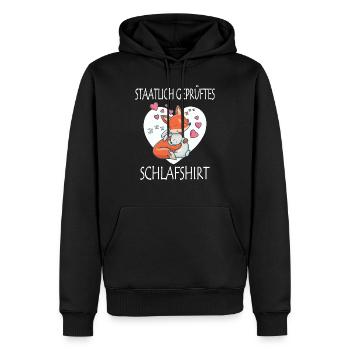 Staatlich geprüftes Schlafshirt Fuchs und Hase - Männer Premium Bio Hoodie - Schwarz - Vorne - Nico (187cm)